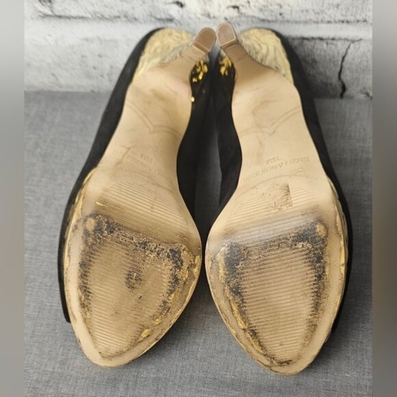 ENZO ANGIOLINI EASULLY BLACK SUEDE GOLD PLATFORM HEEL - Picture 13 of 13